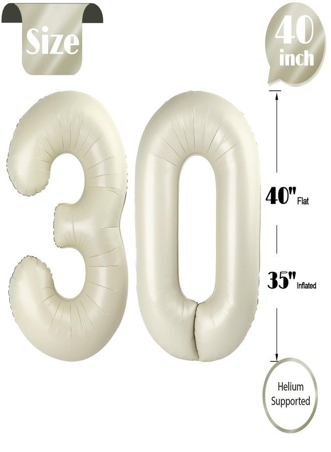 IWERP 30 Balloon Number, Cream Number 30th Birthday Balloons 40 Inch, 30 Years Old Cream Birthday Decorations for Men Women, 30th Anniversary Decorations - Image 5